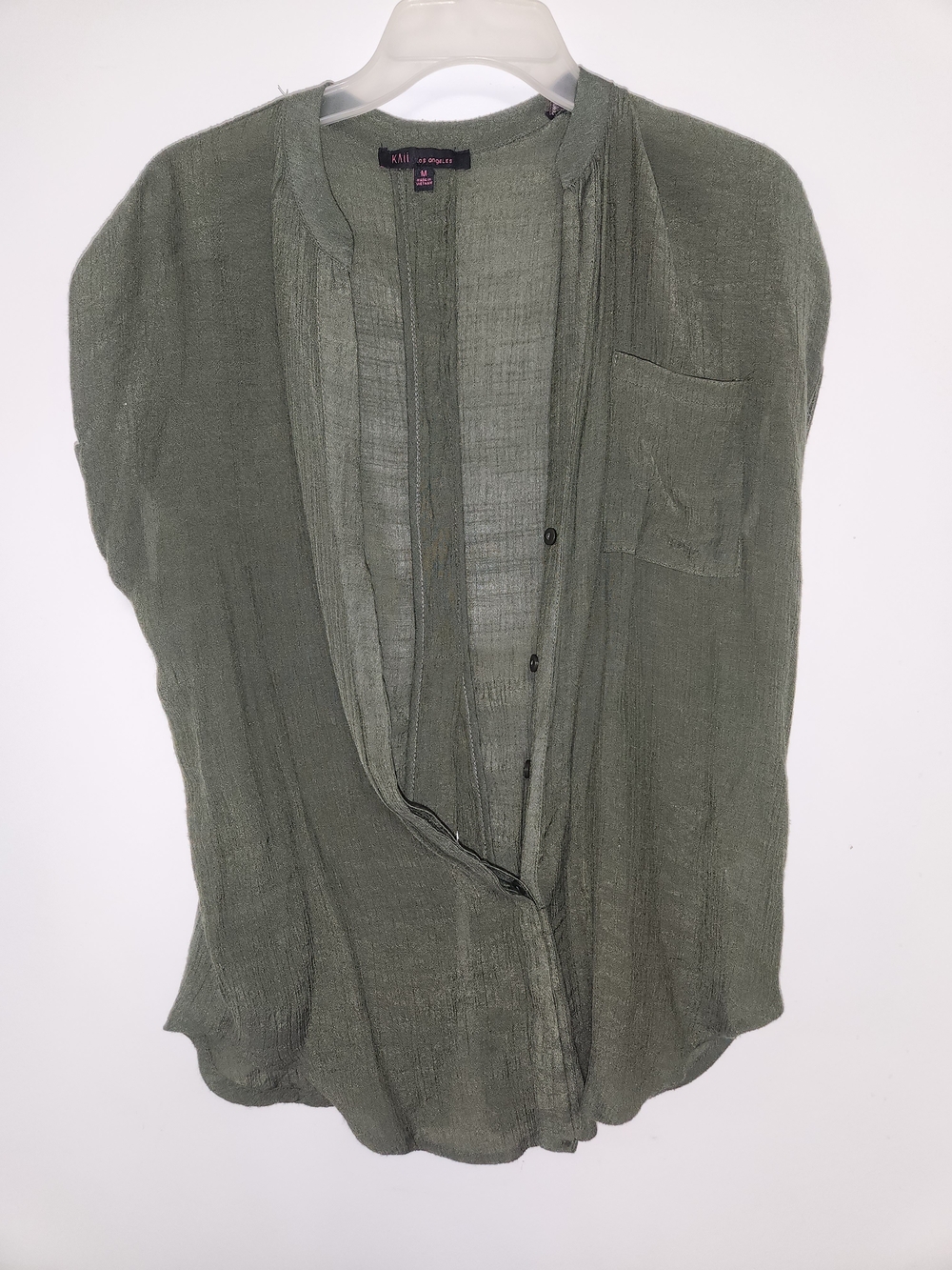 Kaii Olive Button-Front Short-Sleeve Women’s Shirt